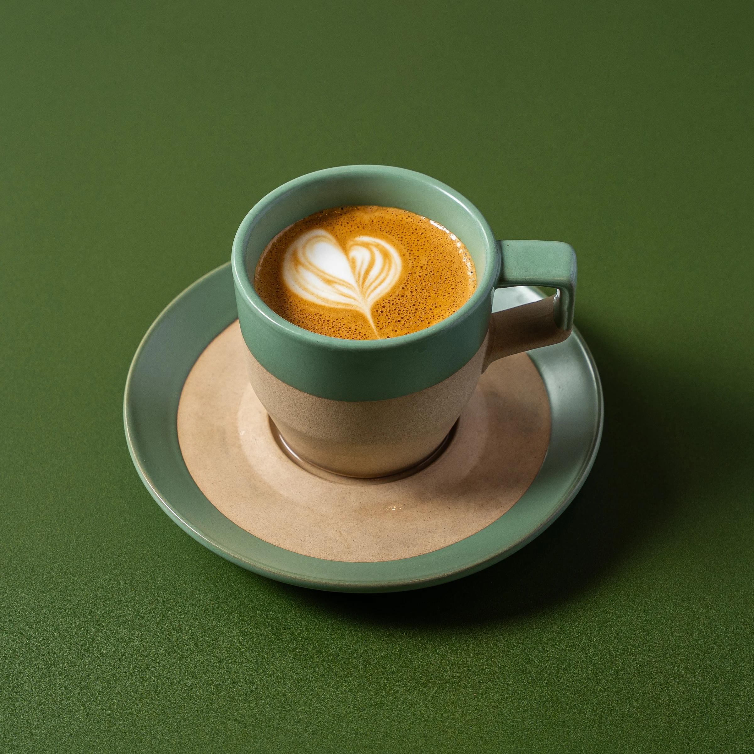 Latte with heart art at Madame Olivia